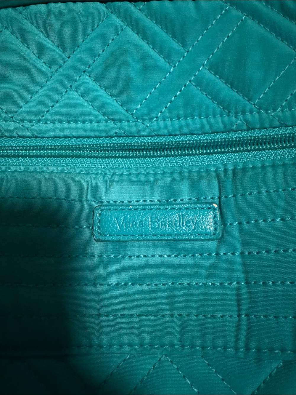 Vera Bradley Quilted Teal Fabric Backpack Zipper Closure Women One Size - Picture 3 of 3